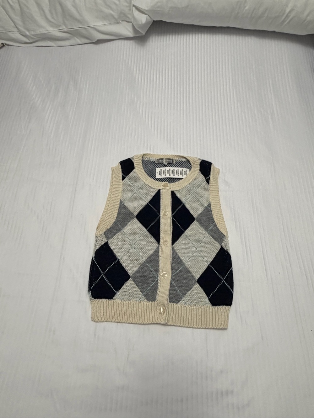 Urban Outfitters Beige Black Gray Argyle Knit Vest